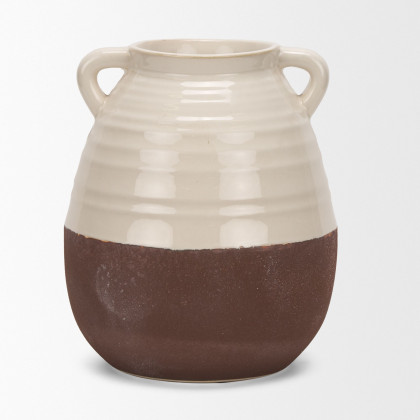 Mercana Tryna Large Ceramic Vase with Matte Brown - Beige