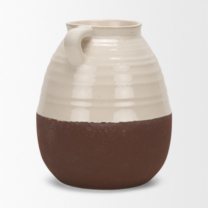Mercana Tryna Large Ceramic Vase with Matte Brown - Beige