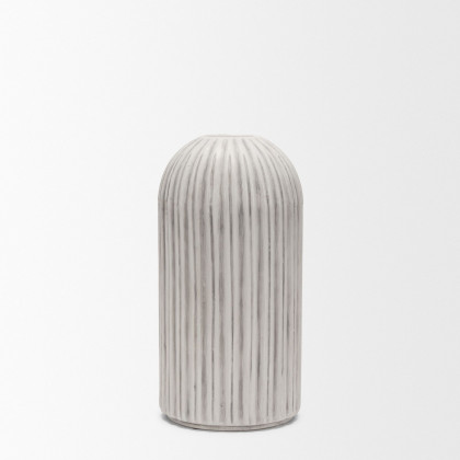Mercana Ummi Small Floor Vase with Gray-Brown Antiquing Ceramic - White
