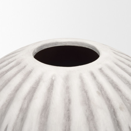 Mercana Ummi Small Floor Vase with Gray-Brown Antiquing Ceramic - White