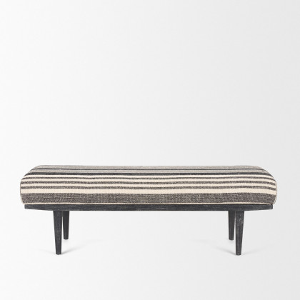Mercana Shae Bench with Black and Cream Upholstered - Black/Cream