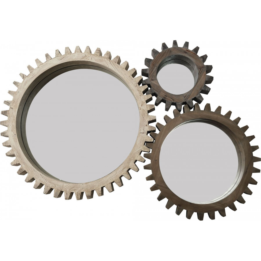 Mercana Cog Mirror Collection 1 (Set of 3) - Dark Brown/White/Black