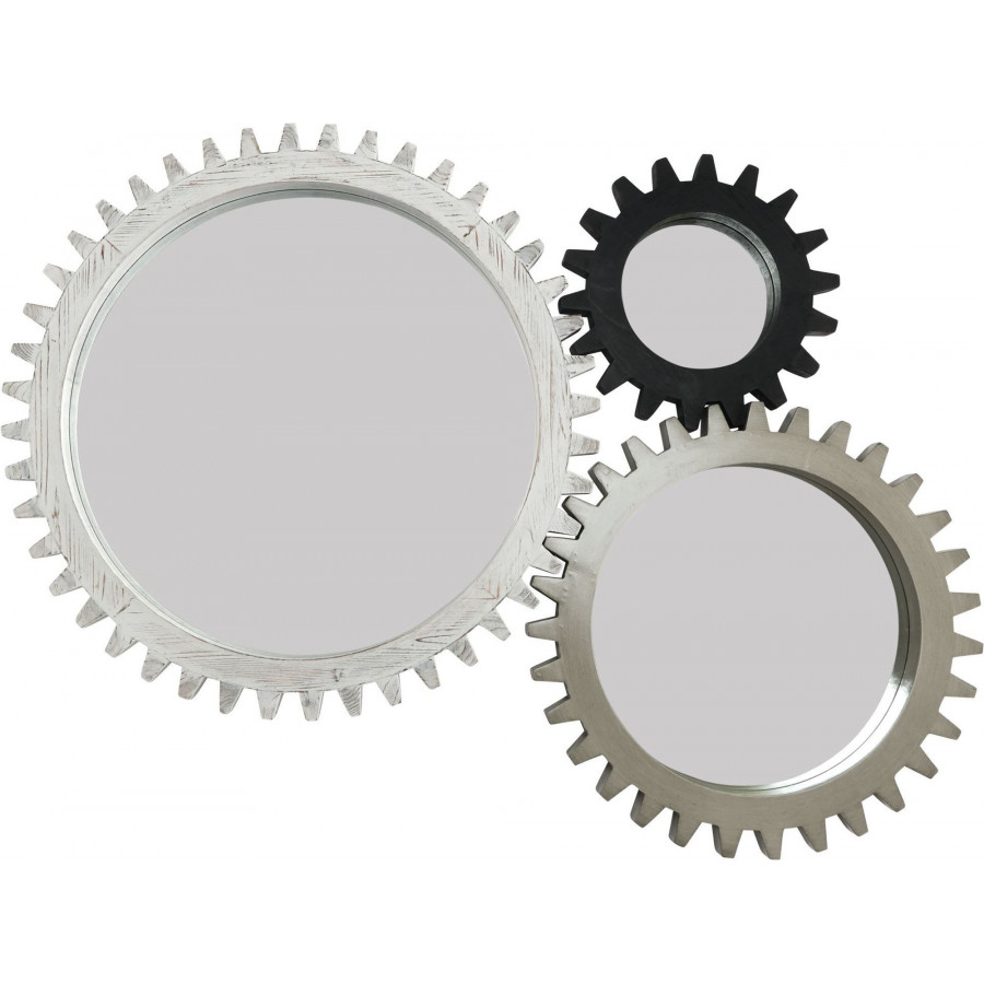 Mercana Cog Mirror Collection 3 (Set of 3) - Dark Brown/White/Black