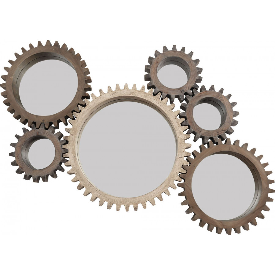 Mercana Cog Mirror Collection 5 (Set of 6) - Dark Brown/White/Black