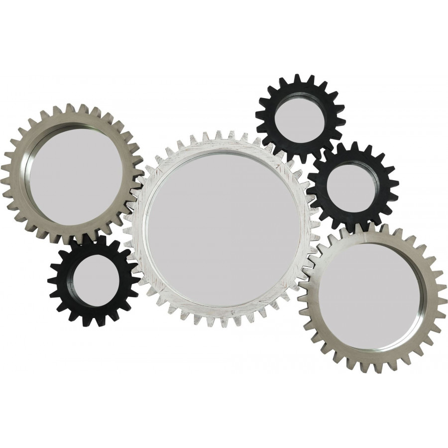 Mercana Cog Mirror Collection 7 (Set of 6) - Dark Brown/White/Black