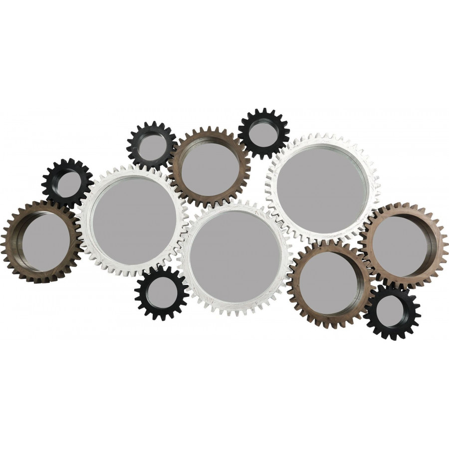 Mercana Cog Mirror Collection 13 (Set of 12) - Dark Brown/White/Black