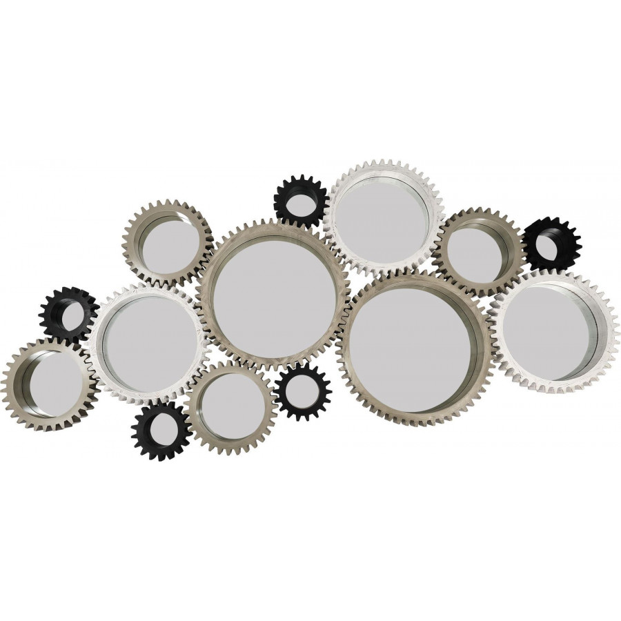 Mercana Cog Mirror Collection 15 (Set of 14) - Dark Brown/White/Black