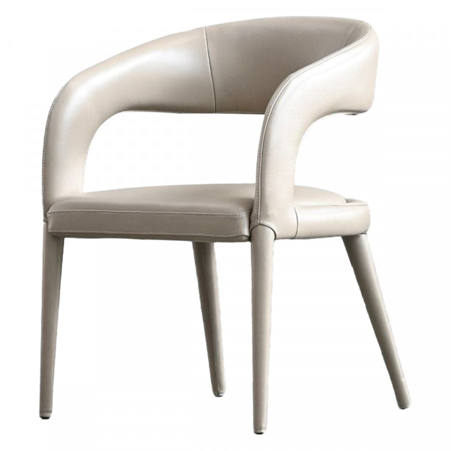 Mobital Avalon Dining Armchair - Studio Taupe Pebbled Leather