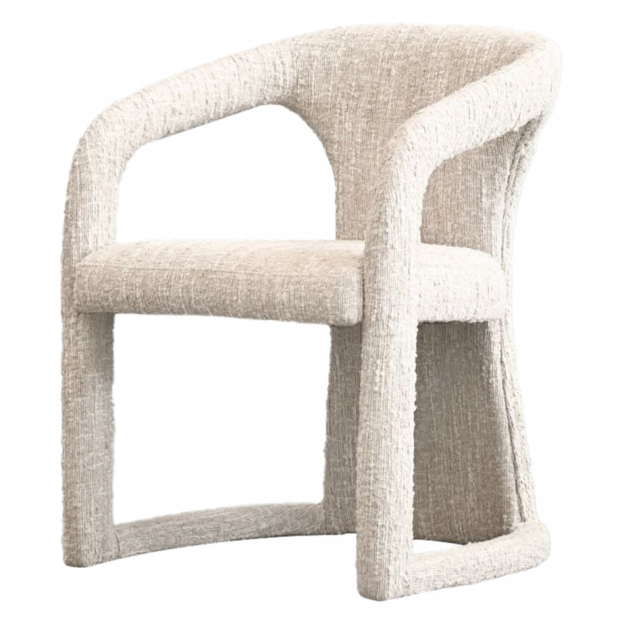 Mobital - Emmy Dining Armchair Pearl Striated Distressed Boucle