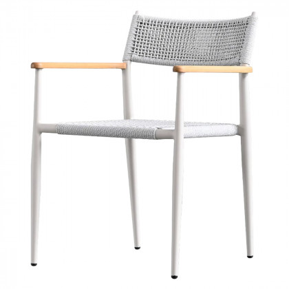 Mobital - Kochi Dining Armchair in Sandhill Sunproof Fabric Cushion /Teak Armrest /