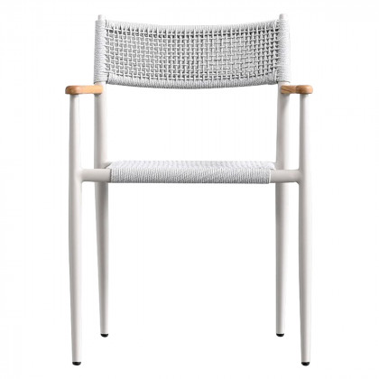 Mobital - Kochi Dining Armchair in Sandhill Sunproof Fabric Cushion /Teak Armrest /