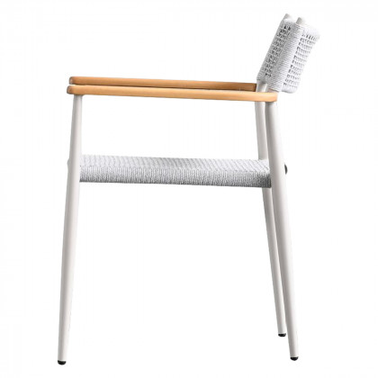 Mobital - Kochi Dining Armchair in Sandhill Sunproof Fabric Cushion /Teak Armrest /
