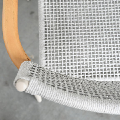 Mobital - Kochi Dining Armchair in Sandhill Sunproof Fabric Cushion /Teak Armrest /