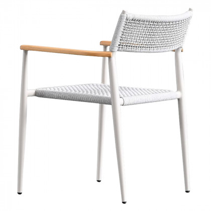 Mobital - Kochi Dining Armchair in Sandhill Sunproof Fabric Cushion /Teak Armrest /