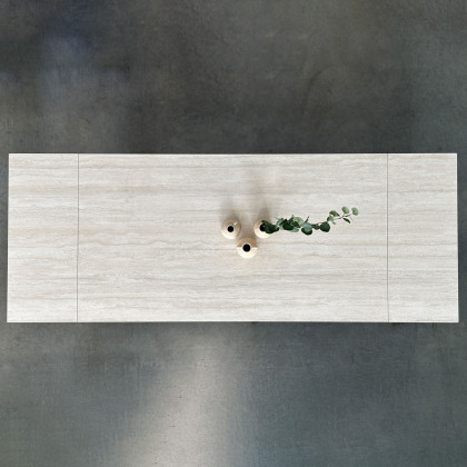 Mobital - Camber Dining Table in Bianco Bocciardato Travertine