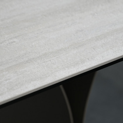 Mobital - Camber Dining Table in Bianco Bocciardato Travertine