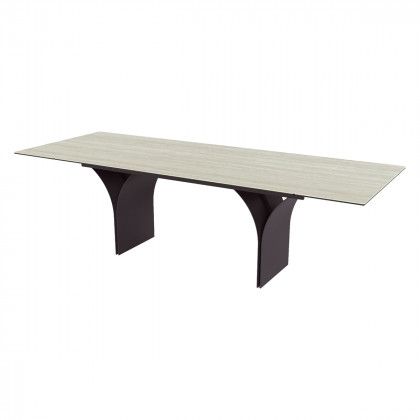 Mobital - Camber Dining Table in Bianco Bocciardato Travertine