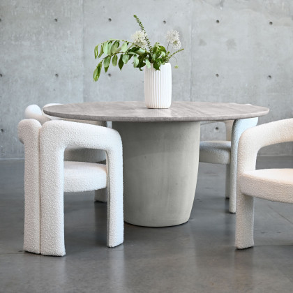 Mobital - Erden Dining Table in Silver Gray Travertine