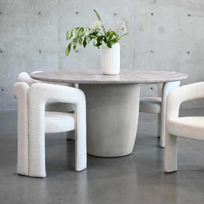 Mobital - Erden Dining Table in Silver Gray Travertine