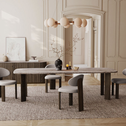 Mobital - Shoku Dining Table in Silver Gray Travertine