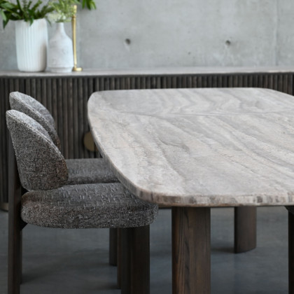 Mobital - Shoku Dining Table in Silver Gray Travertine