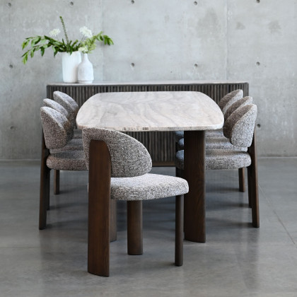 Mobital - Shoku Dining Table in Silver Gray Travertine