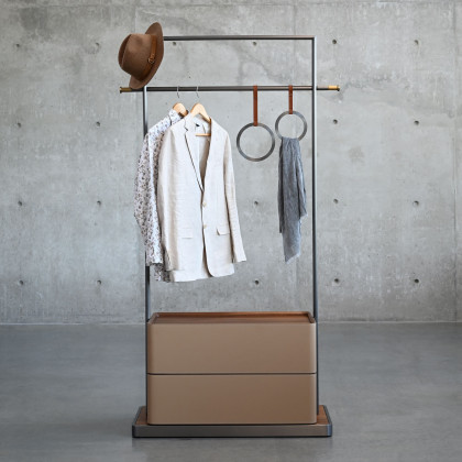Mobital - Valet Hallway Coat Rack 2-Drawer in Brandy