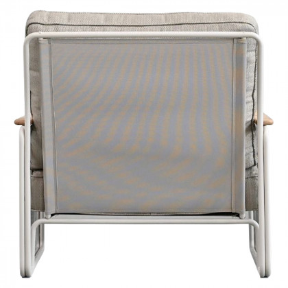 Mobital - Lucerne Lounge Chair in Sandhill Sunproof Fabric, Teak Armrest