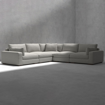 Mobital - Onza Sectional 5-Piece in Oat Tweed