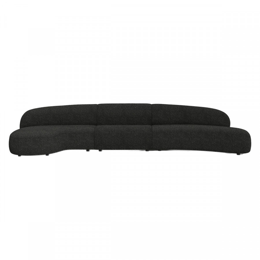 Mobital - Moritz Sectional 3-Piece Chaise Facing Left in Licorice Boucle