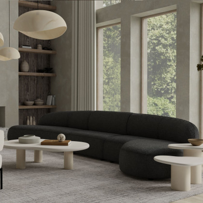Mobital - Moritz Sectional 3-Piece Chaise Facing Left in Licorice Boucle