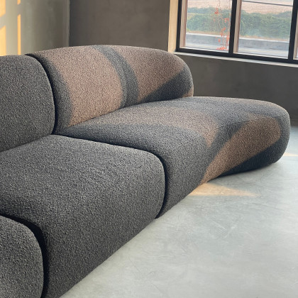 Mobital - Moritz Sectional 3-Piece Chaise Facing Left in Licorice Boucle