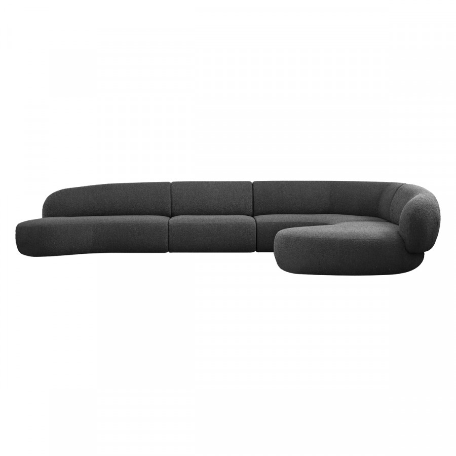 Mobital - Moritz Sectional 4-Piece Chaise Facing Right in Licorice Boucle