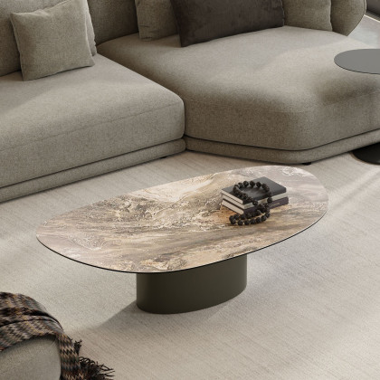 Mobital - Argon Coffee Table in Fantasia Marrone Metallo