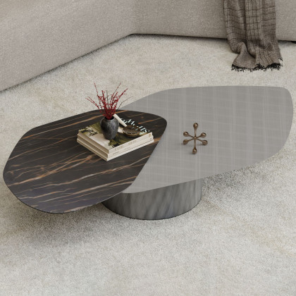 Mobital - Layer Coffee Table in Noir Desir Bocciadato Ceramic Top