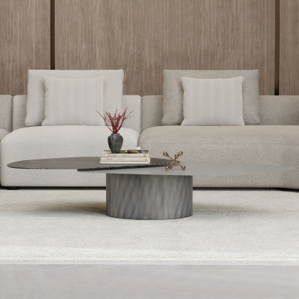 Mobital - Layer Coffee Table in Noir Desir Bocciadato Ceramic Top