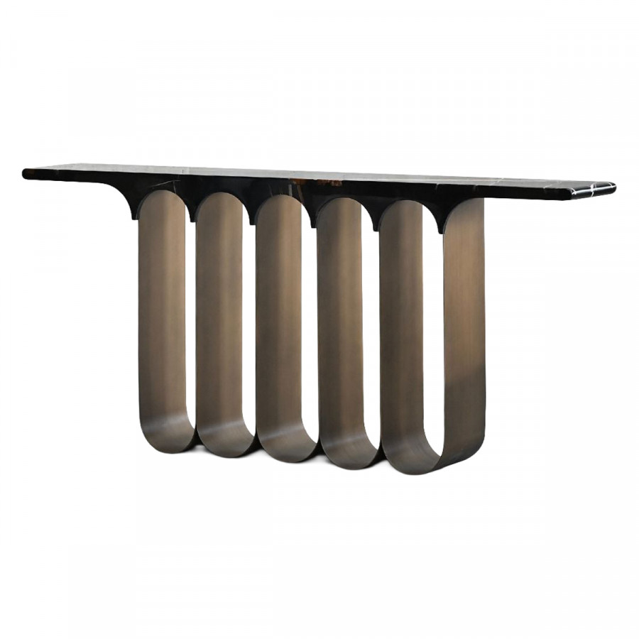 Mobital - Socle Console Table in Polished Laurent Black