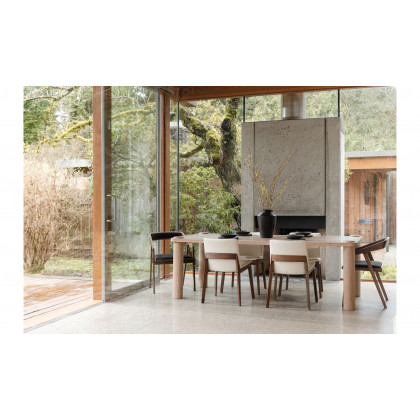 Moe's Deco Mid-Century Modern Dining Chair Set of 2 - Cream White/Walnut