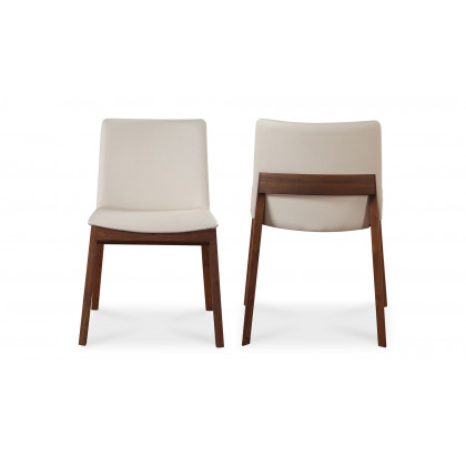 Moe's Deco Mid-Century Modern Dining Chair Set of 2 - Cream White/Walnut
