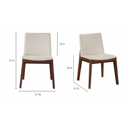 Moe's Deco Mid-Century Modern Dining Chair Set of 2 - Cream White/Walnut