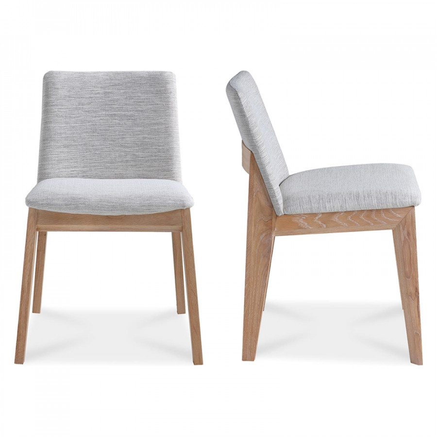 Moe's Deco Mid-Century Modern Dining Chair Set of 2 - Light Gray/Walnut