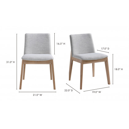 Moe's Deco Mid-Century Modern Dining Chair Set of 2 - Light Gray/Walnut