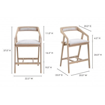 Moe's Padma Counter Stool - Light Gray