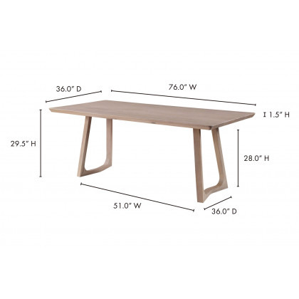 Moe's Silas Rectangular Dining Table - White
