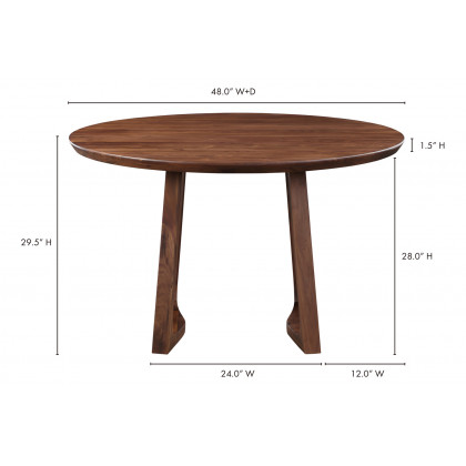 Moe's Silas Round Dining Table - Walnut