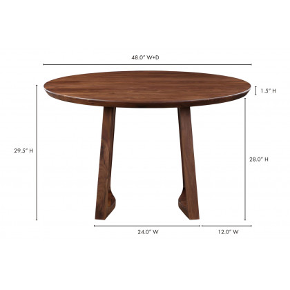 Moe's Silas Round Dining Table - Walnut