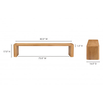 Moe's Post Dining Bench - Natural, Large