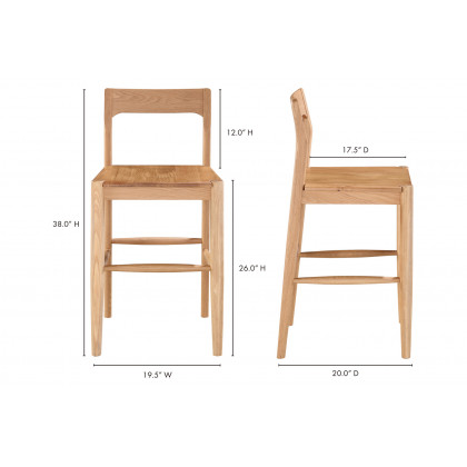 Moe's Owing Counter Stool - Natural Oak