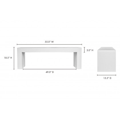 Moe's Lazarus Outdoor Bench - White