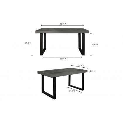 Moe's Jedrik Contemporary Rectangular Outdoor Dining Table - Dark Gray, Small